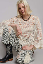 Load image into Gallery viewer, 5593-POL Crochet round neck top-NATURAL
