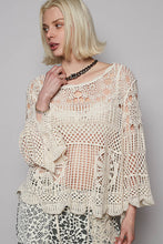 Load image into Gallery viewer, 5593-POL Crochet round neck top-NATURAL

