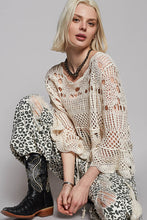 Load image into Gallery viewer, 5593-POL Crochet round neck top-NATURAL
