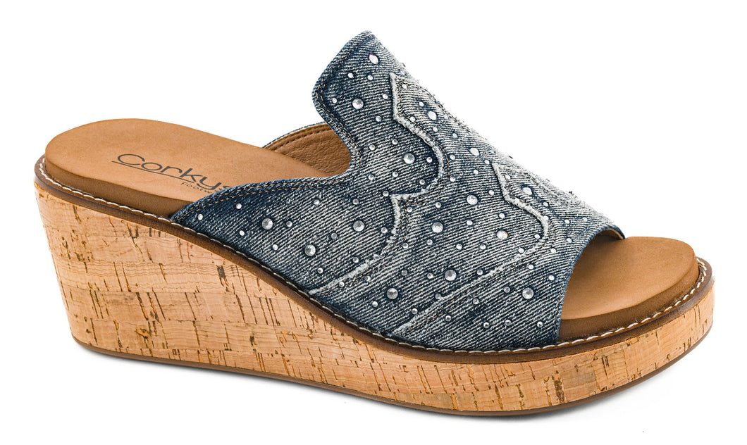 CORKYS-NEON MOON Blue Washed Denim Rhinestone