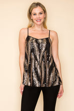Load image into Gallery viewer, 5694- SEQUIN TANK IN FEATHER PATTERN -BLACK
