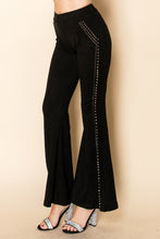 Load image into Gallery viewer, 5695- STUDDED STRETCH SUEDE FLARE PANTS
