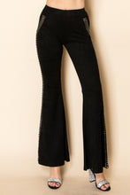 Load image into Gallery viewer, 5695- STUDDED STRETCH SUEDE FLARE PANTS
