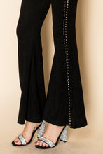 Load image into Gallery viewer, 5695- STUDDED STRETCH SUEDE FLARE PANTS

