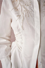 Load image into Gallery viewer, 6485- Beaded Embroidery Waist Tie Shirt-WHITE
