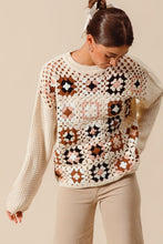 Load image into Gallery viewer, 4906-GRANNY SQUARE CROCHET SWEATER TOP
