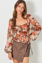 Load image into Gallery viewer, 4706-Floral Square Neck Long Sleeve
