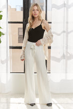 Load image into Gallery viewer, 4883-WAIST TIE TEXTURE WIDE LEG KNIT PANTS -OFF WHITE
