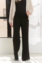 Load image into Gallery viewer, 4882-WAIST TIE TEXTURE WIDE LEG KNIT PANTS -BLACK
