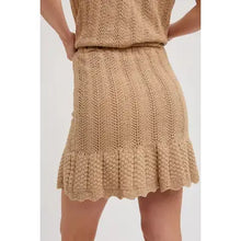 Load image into Gallery viewer, 6314- Knit Sweater Drawstring Mini Skirt with Lining-LATTE
