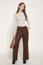 Load image into Gallery viewer, 6635- Straight Leg Faux Suede Pants-CHOCOLATE
