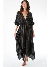 Load image into Gallery viewer, 4143-Striped Sequin Midi Dress-BLACK
