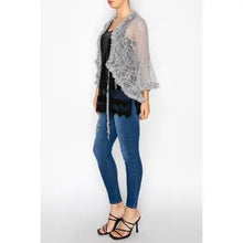Load image into Gallery viewer, 6318- Sparkly Lace Cardigan with Ties and Ruffles -GREY
