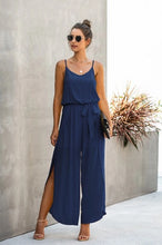 Load image into Gallery viewer, 4412-Spaghetti Strap Wide Leg Jumpsuit-NAVY
