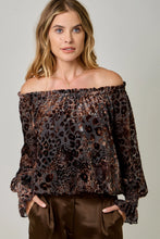 Load image into Gallery viewer, 6656-Velvet Burnout On/Off Shoulder Blouse LEOPARD
