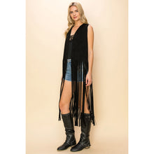 Load image into Gallery viewer, 5496-Faux Suede Long Fringe Sleeveless Vest
