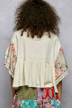 Load image into Gallery viewer, 5907- POL RIB KNIT TOP W/FLORAL PRINT-NATURAL

