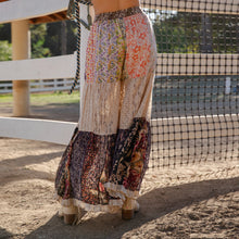 Load image into Gallery viewer, 5888-Boho Patchwork Print Tiered Lace Flare Pants
