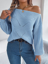 Load image into Gallery viewer, 5597-Boat Neck Cable Knit Pullover Sweater-BLUE
