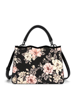Load image into Gallery viewer, 6551- Violette Vegan Leather Floral Print Crossbody Satchel-BLACK
