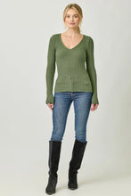 Load image into Gallery viewer, 5771-Plunging V-Neck Sweater Top-GREEN
