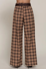 Load image into Gallery viewer, 6633- Pleated Plaid Woven Wide Long Pants-KHAKI
