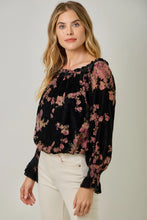 Load image into Gallery viewer, 6578- Velvet Burnout On/Off Shoulder Blouse-FLORAL
