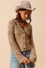 Load image into Gallery viewer, 4903-TEXTURE KNITTED SWEATER CARDIGAN WITH SCALLOPED EDGE
