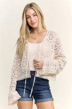 Load image into Gallery viewer, 5954-Crochet Lace Open Front Cardigan-NATURAL
