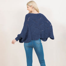 Load image into Gallery viewer, 5790-Openwork Loose Knit Batwing Sweater-BLUE
