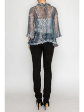 Load image into Gallery viewer, 6206- Sparkly Lace Cardigan with Ties and Ruffles Denim
