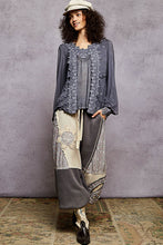 Load image into Gallery viewer, 5796- POL Floral Lace Crochet V-Neck Top-CHARCOAL
