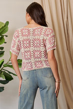 Load image into Gallery viewer, 5236- GRANNY SQUARE CROCHET TOP-PINK
