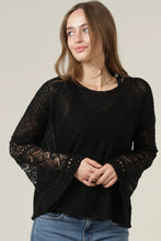 Load image into Gallery viewer, 6663- Light Weight Flare Bell Slit Sleeve Pullover-BLACK
