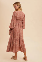 Load image into Gallery viewer, 4690-Viscose Floral Button Maxi Dress-ROSEWOOD
