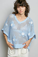 Load image into Gallery viewer, 6013- POL-Floral Patch Thin Sweater Top-BLUE
