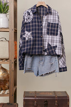 Load image into Gallery viewer, 5344-Color Block Plaid Shirt with Patch Detail
