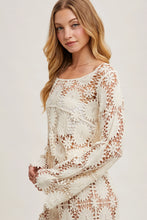 Load image into Gallery viewer, 5086-Crochet Cropped Long Sleeve Top-NATURAL
