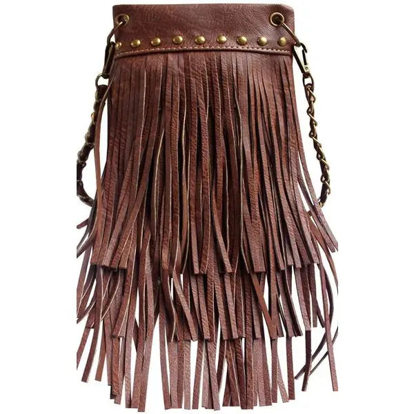 5531- CHIC BOHO BAG-BROWN FRINGE