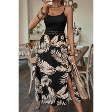 Load image into Gallery viewer, 5133-Tropical Print Guipure Lace Insert Split Dress
