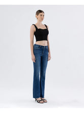 Load image into Gallery viewer, 5869- LOVERVET Mid Rise Raw Hem Dark Wash Bootcut Jeans
