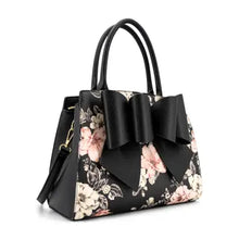 Load image into Gallery viewer, 6477- Rosalie Bow Top Handle Satchel Bag-Floral Print
