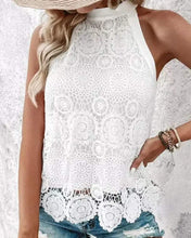 Load image into Gallery viewer, 5854-Halter Sleeveless Lace Top-WHITE
