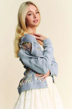 Load image into Gallery viewer, 5238-Embroidered Mesh Denim Jacket-FLORAL
