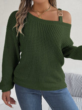 Load image into Gallery viewer, 5596-ONE SHOULDER Sleeve Sweater-GREEN
