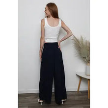 Load image into Gallery viewer, 6249- Tie Waist Wide Leg Pants-BLACK
