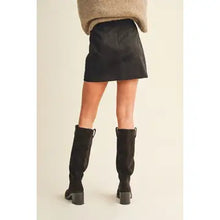 Load image into Gallery viewer, 6307- Faux Suede Vertical Seam Mini Skirt-BLACK
