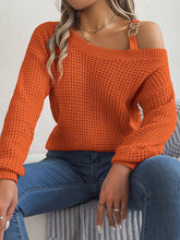 Load image into Gallery viewer, 5595-Off-Shoulder Lantern Sleeve Sweater-ORANGE
