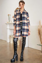 Load image into Gallery viewer, 5404-CHECK Flannel Shirt Jacket Long Sleeve-NAVY/TAUPE
