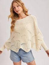 Load image into Gallery viewer, 6361- Poncho Style Dolman Sleeved Open Knit Sweater-ECRU
